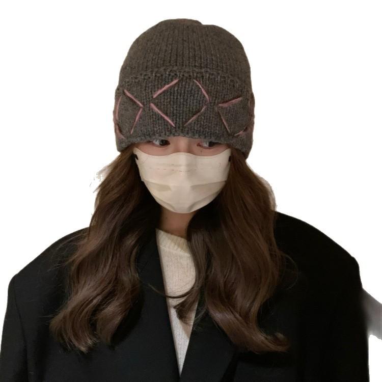 Wool Knitted Hat Autumn and Winter Warm and Ear protecting Woolen Hat Face Showing Small Pullover Cold Hat Versatile
