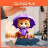 Umbrella Holding Cute Cat Pattern Acrylic Pendant For Car Decor Accessories