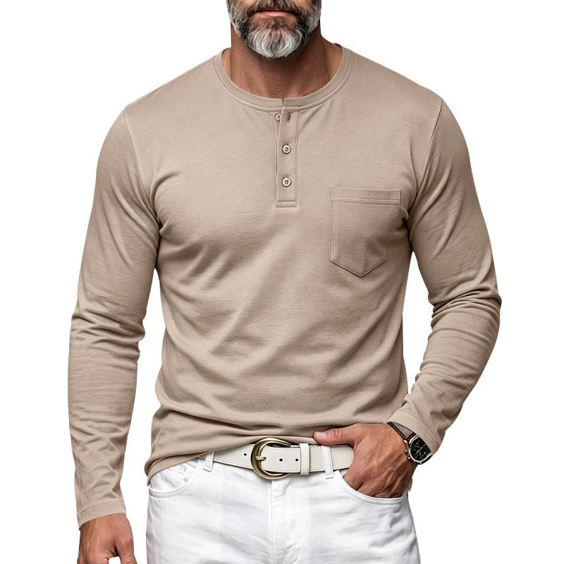 Relaxed Fit Casual Men S Long Sleeve Henley Neck T Shirt With Pocket