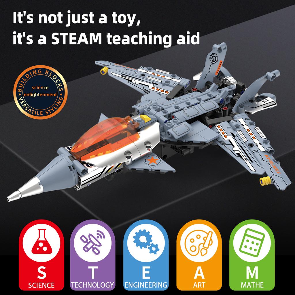 Moc 334Pcs 5 In 1 Creative Electric Rc Fighter Model Assembly Diy Building Blocks Children'S Puzzle Toys Birthday Gift