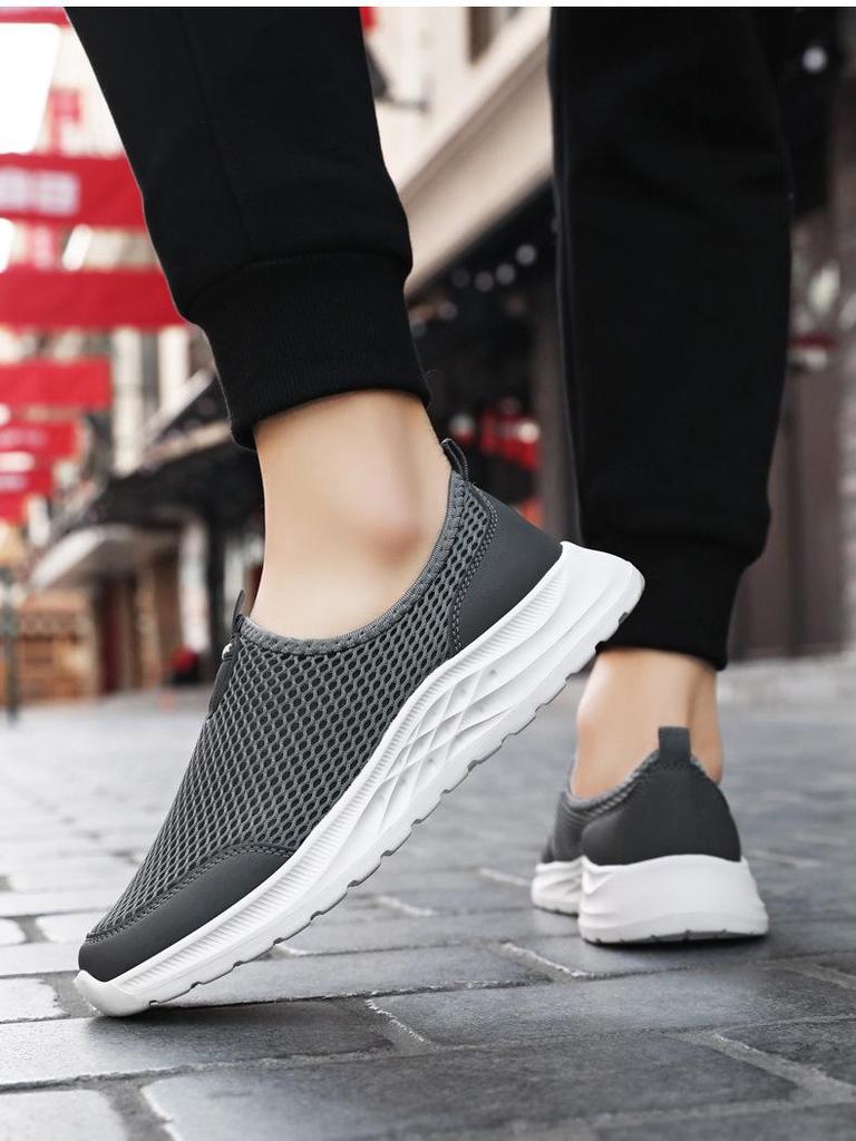 Men's Breathable Mesh Slip-On Casual Shoes - Lightweight, Odor-Resistant, and Durable Dad Shoes