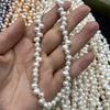 1String, White Purple Yellow Natural Freshwater Pearls, Handmade  Top Sided Drilled Hole Pearl Beads for Jewelry Making DIY (Beads 5-6mm, Length 36cm)