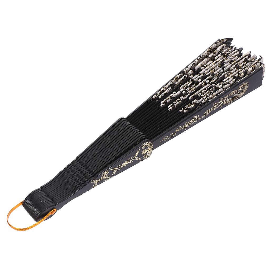 Blå Stor Hopfällbar Kinesisk Vikfläkt Ensidigt Tryck Elegant Bärbar Fläkt för Festivaluppträdanden Användning Kinesiska Fläktar