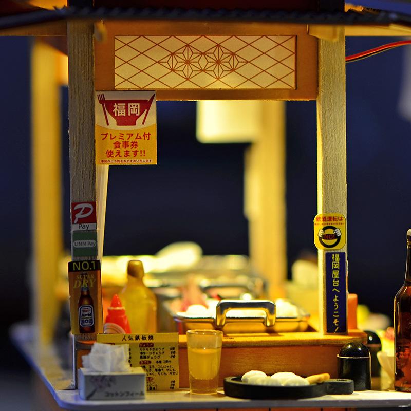 New Diy Hut Handmade Wooden Food Game Scene Dollhouse Doll House Accessories Popular Teppanyaki