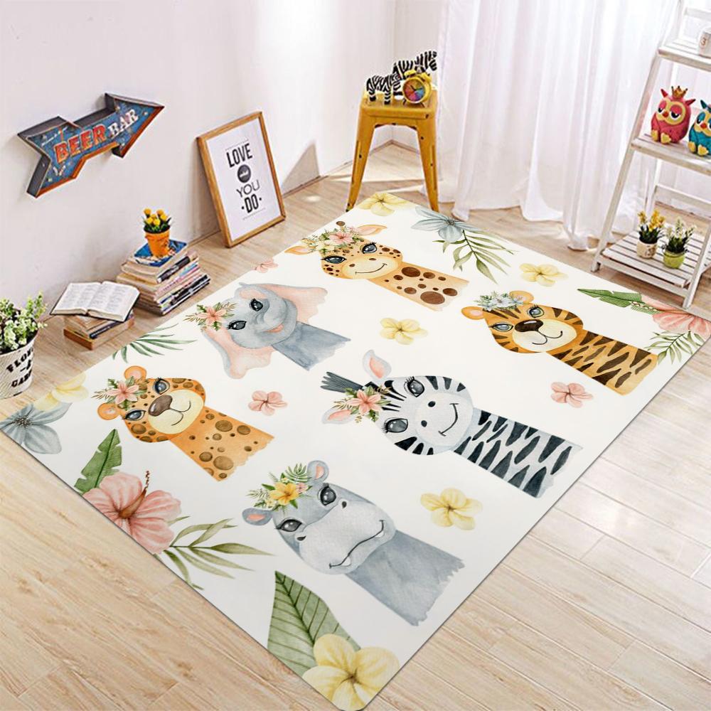 Tropical Animals Print Carpet Bedroom Area Rug Computer Chair Swivel Floor Mat Living Room Cartoon Children's Room Floor Mat