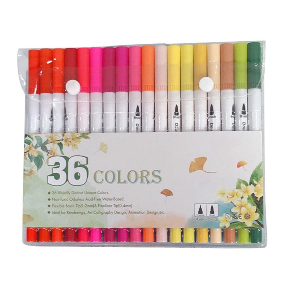 24/36/60PC Double Headed Drawing Marker Color Neutral Pen Art Supplies Creative Markers, Water-Based Acrylic Markers, Brush Tip, Assorted Colors