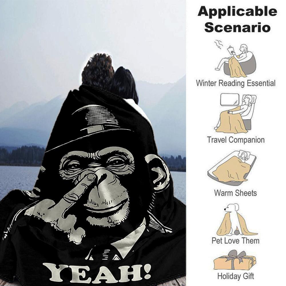 1pc Monkey Yeah! Throw Blanket Soft Flannel, Cozy All Season Polyester Perfect for Home, Office
