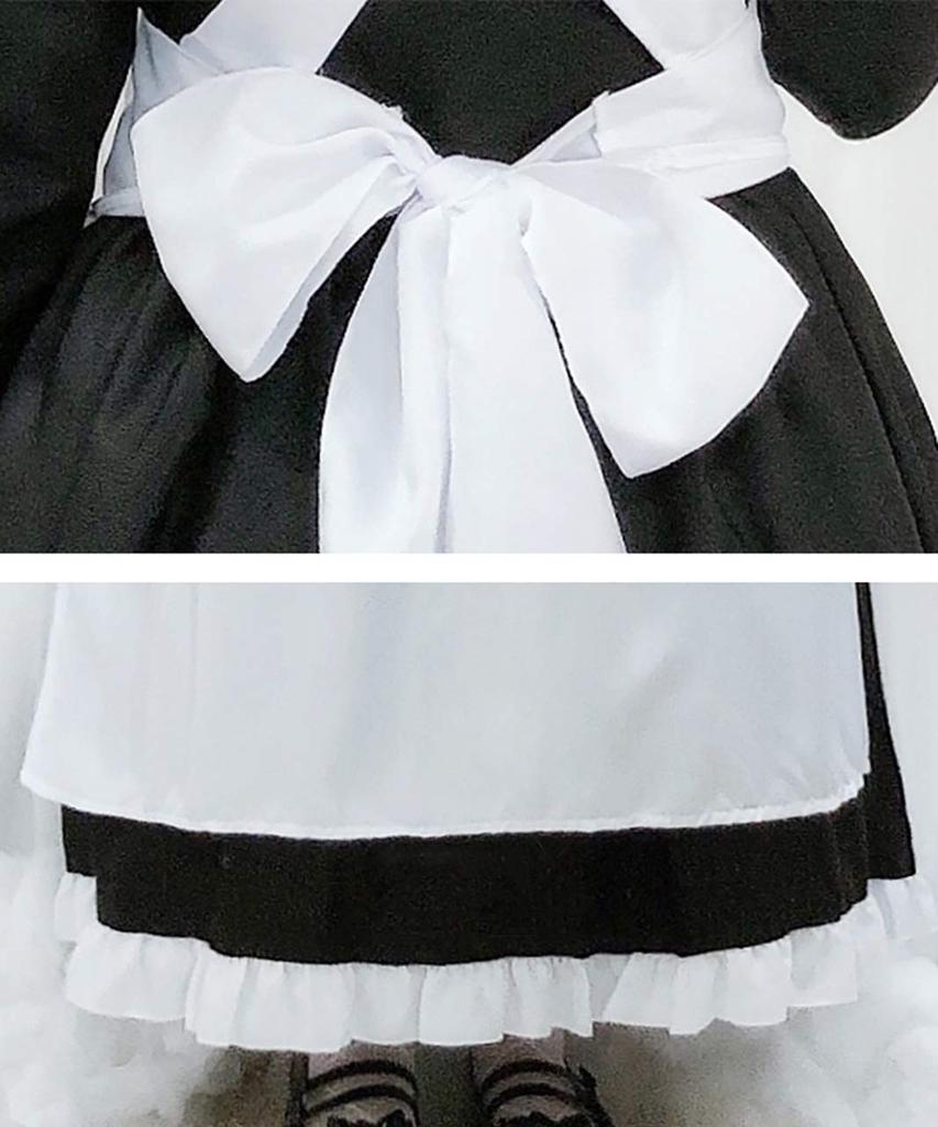 Milky Time Women's Maid Dress, Lolita, Classical Apron, Monochrome, Long Length, Cosplay Costume (Size L)