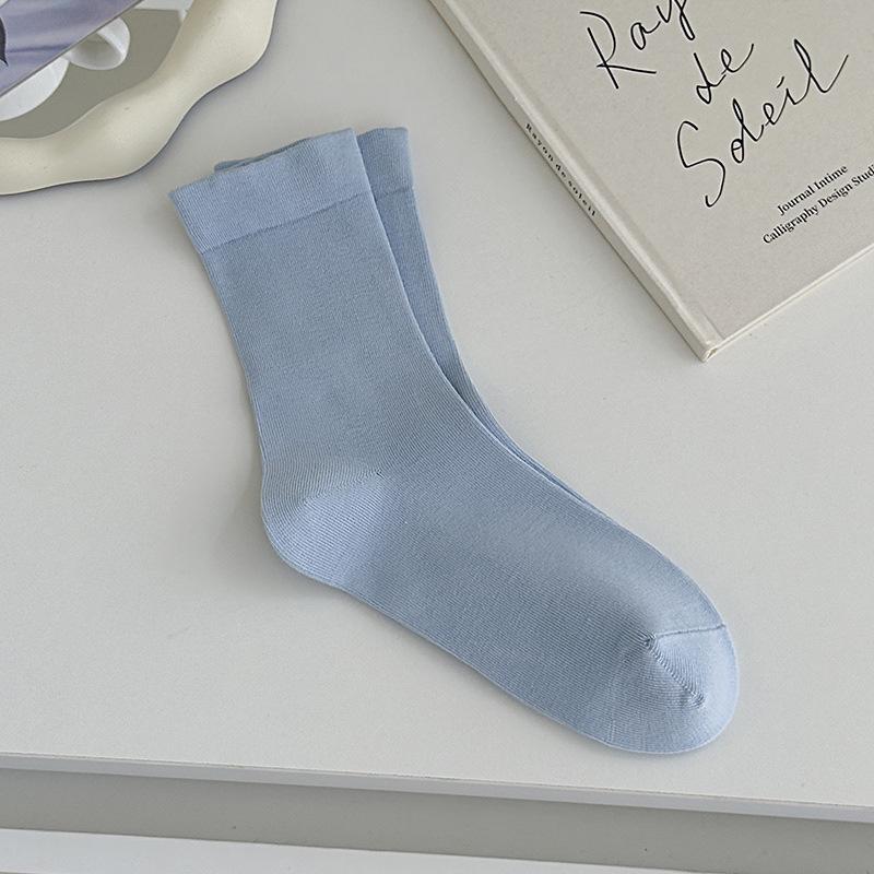 Women's Antibacterial Odor-Resistant Mid-Calf Cotton Scrunch Socks - Black & White, Postpartum Friendly, Spring/Autumn Style