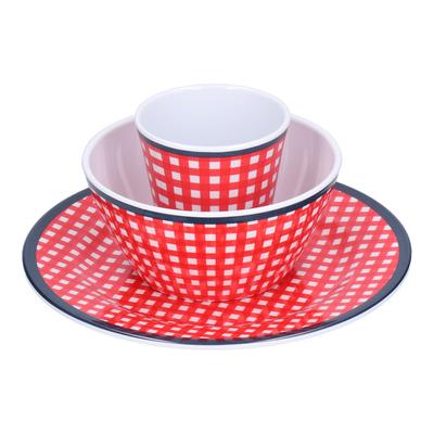 Red Grids Salad Plate Set Imitation Porcelain Fruit Snake Plate for Home Restaurant Hotel