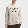 Fila Milano Series Simple Fashion Knit Pullover Round Neck Sweatshirt Men Sweatshirt Light-Khaki Flower-Gray F11M515201FLK