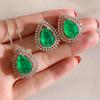 Jewelry Classic Imitation Treasure Emerald Jewelry Set Water Drop Shaped Main Stone 10 * 14