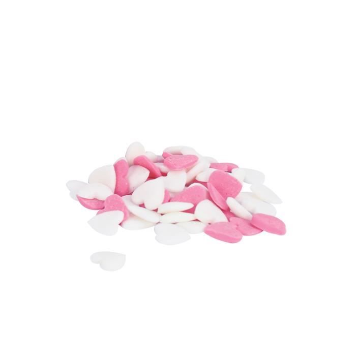 Jar of Sweet Decorations "white/ Pink Heart" 50g