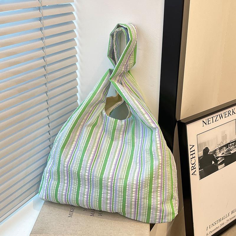 Striped shoulder bag women's casual portable vest bag large capacity canvas women's bag