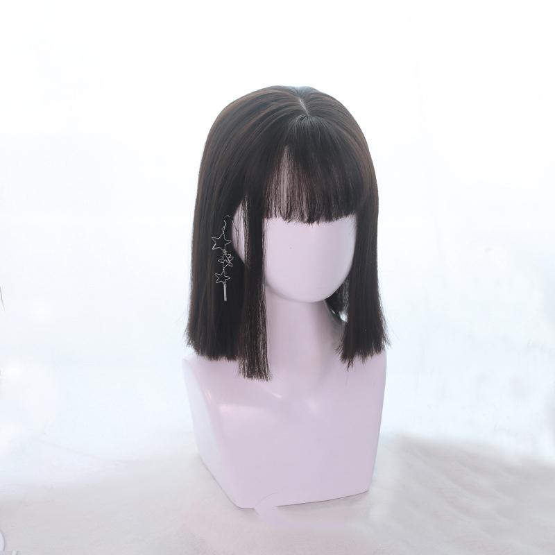 Bybrana Women's Bangs Straight Hair Cute Natural Synthetic Hair Daily Wear Personalized Wig
