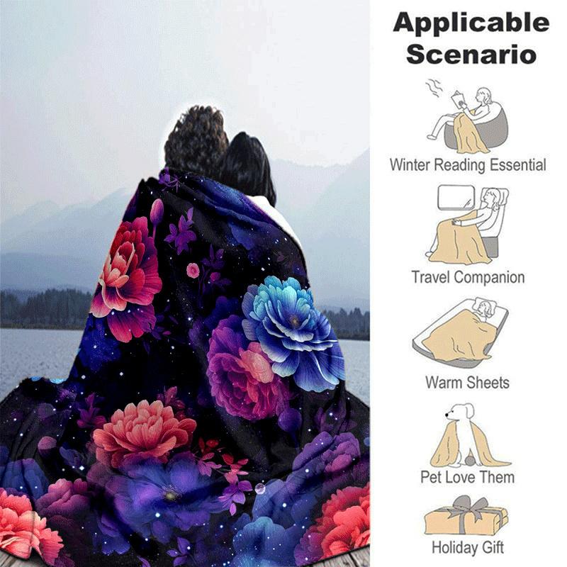 1pc Flower Printing Lightweight Flannel Blanket, Comfortable and Warm Blanket, for Camping Sofa Bed and Couch Office, Suitable for Gift Blank