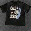 Summer Unisexs Casual Fashion Letter and Phone Cartoon Pattern Printed Tshirt Trendy Fashion Wear
