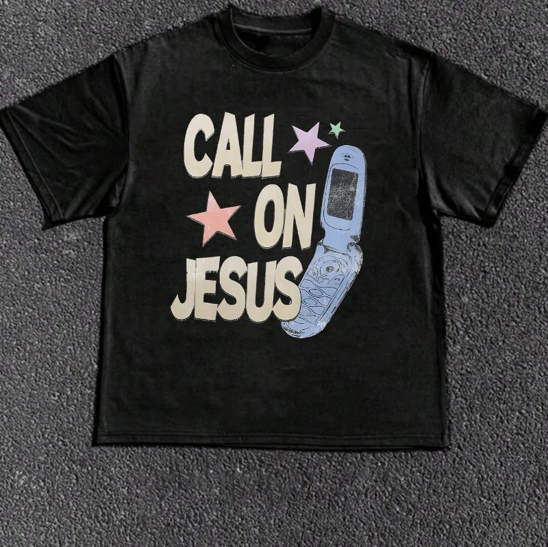 Summer Unisexs Casual Fashion Letter and Phone Cartoon Pattern Printed Tshirt Trendy Fashion Wear