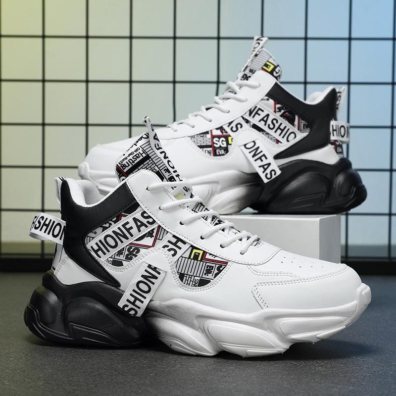 Autumn Men's Shoes New Breathable High-top Shoes Men's Trend Versatile Inner Heightening Sports Shoes Casual Trendy Shoes