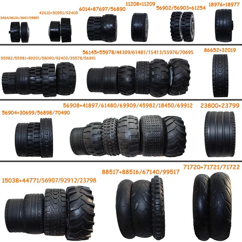 Technical Tire Wheel Car Truck Wheels Hub Bricks MOC Motorcycle Tyre & Rim Building Blocks 56145 44309 86652 3 15038 23798