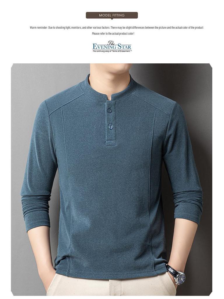 Chinesischer Stil Zwei-Knopf Fleece Stehkragen Langarm Herren Hoodie - Herbst/Winter Dick Warm Lässig Oberteil