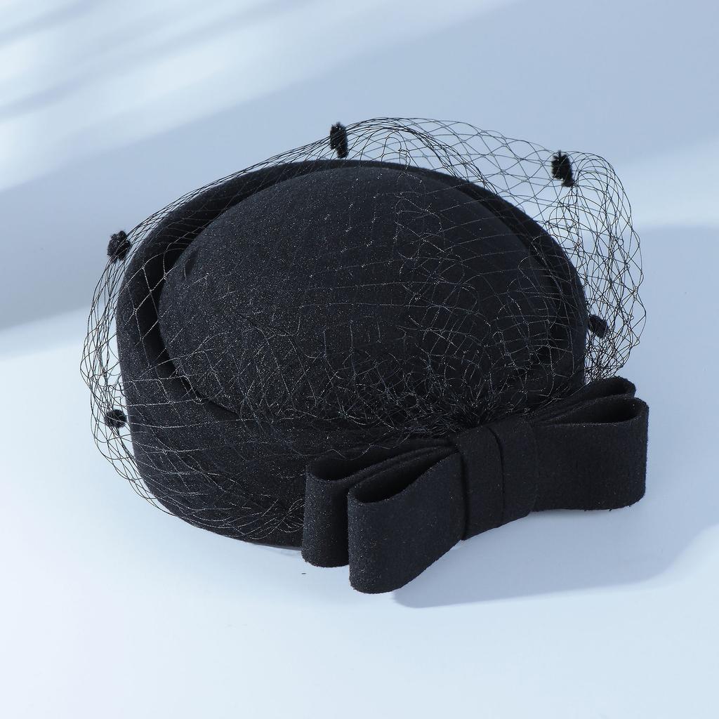 Damenhut im französischen Stil Netzhut Britische Hochzeitsfeier Schleife Stewardessenhut