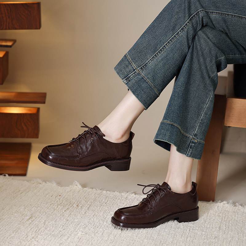 Krazing Pot Sheepskin Round Toe Size 42 Loafers Med Heels Lace Up Size 41 Rome Gladiator Autumn Pumps