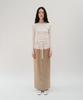 Bopeu Saba Contrast Satin Skirt (Beige)