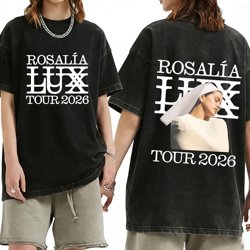 

Rosalia Lux Tour Album Vintage Washed T Shirts Unisex Women Casual Oversized Cotton Tshirt Fashion Pop Print Clothing Tshirt 2XL
