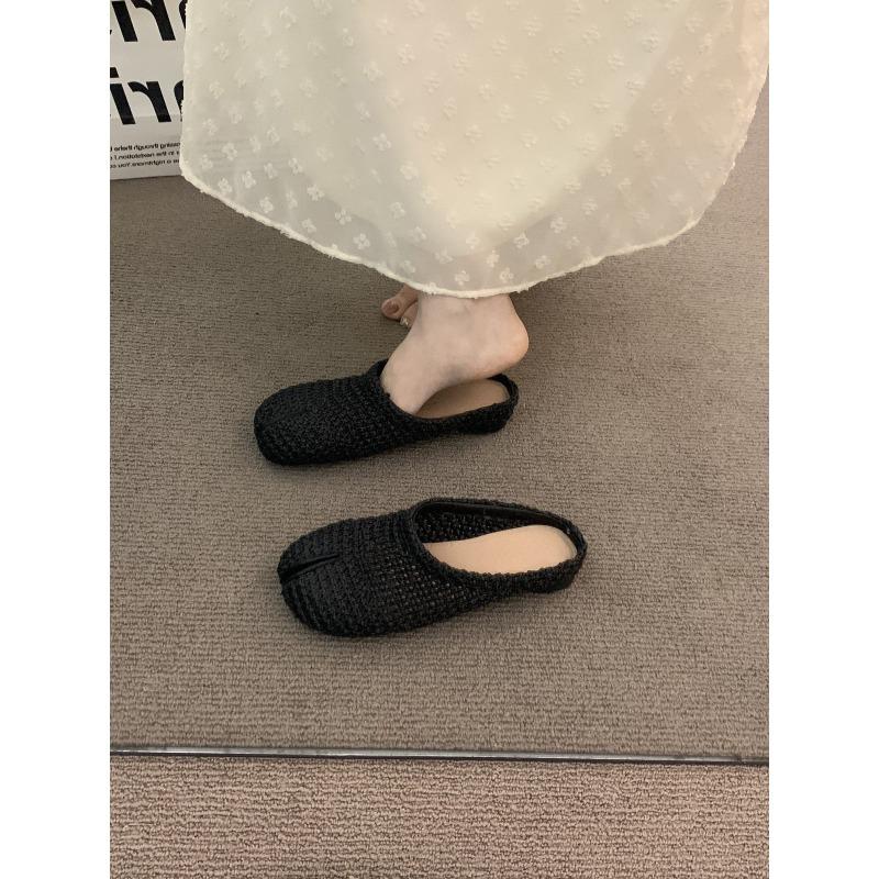 Breathable Woven Toe Caps Half-slipper Shoes Single Shoes Versatile Shoes Flat Shoes