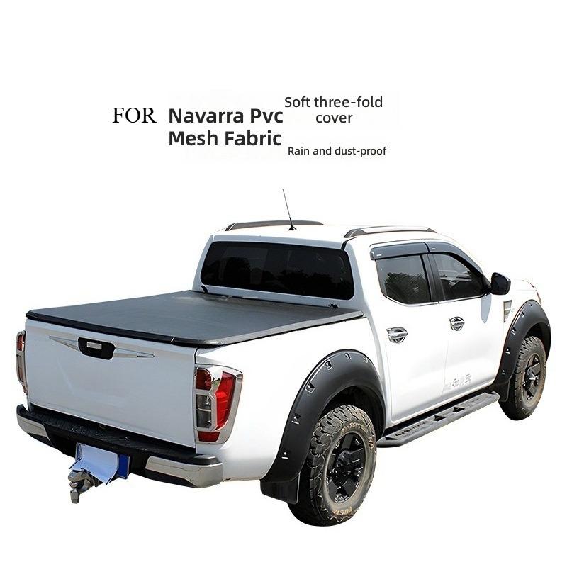 Soft Tri-Fold Tonneau Cover For Mitsubishi Triton L200 , PVC Roll-Up Truck Bed Cover, Waterproof & UV-Resistant, Tailgate Access