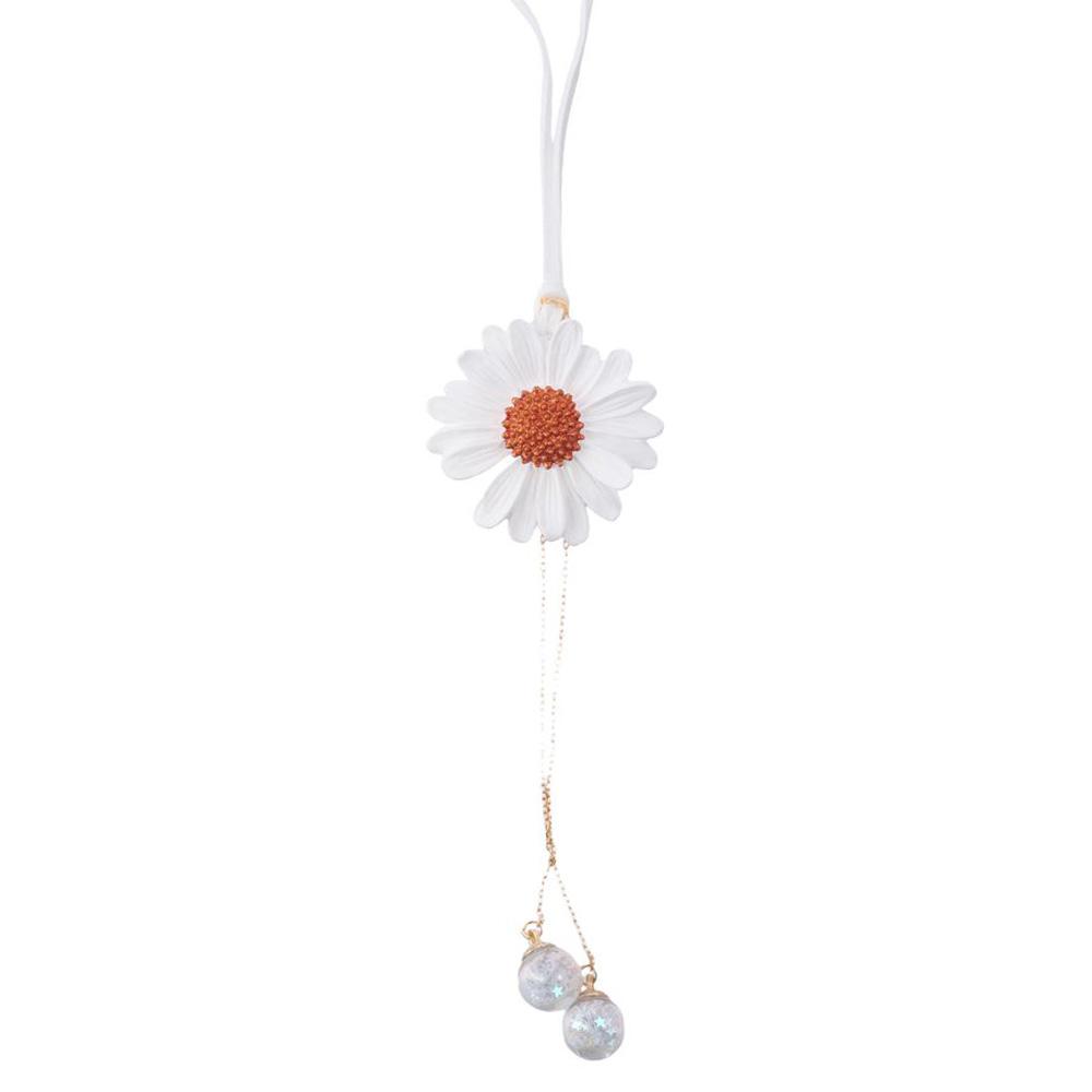 

White,Pink Daisy Shape Car Hanging Ornaments Gypsum Daisy Shape Car Rear View Mirror Hanging Charms Car Pendant Decorations білий