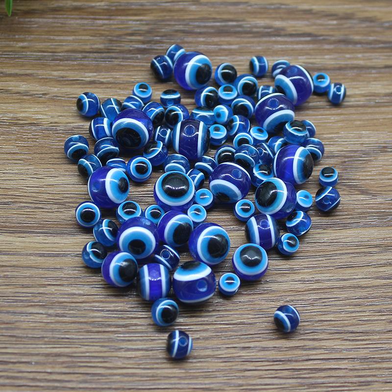 Economical 1000Pcs/Pack 4/6/8mm Evil Eyes Beads For Jewelry Making Blue Round Smooth Beads For DIY Bracelet Necklace Earrings