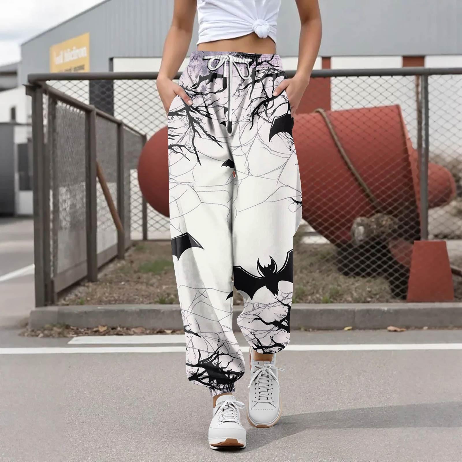 

Women s Casual Fashion Halloween Printed Leisure Pants Sweatpants Trousers Drawstring Elastic Waist Drawstring Drawstring Pants XXXL
