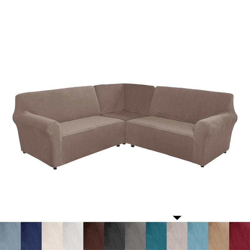 5 Seater Thicken Velvet Sofa Covers Stretch L Shape Sectional Sofa Slipcovers for Living Room Washable Armchair Couch Covers