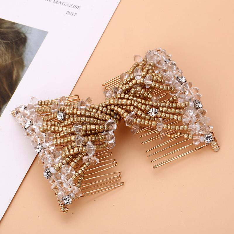 Women DIY Hair Accessories Pearl Beaded Elastic Hair Claw Hairpin Magic Comb Up-Do Hairstyle Bun Maker Tool Ponytail Hairdo Wolf