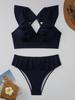 Bikini a tre pezzi alla moda europeo e americano con top arricciato