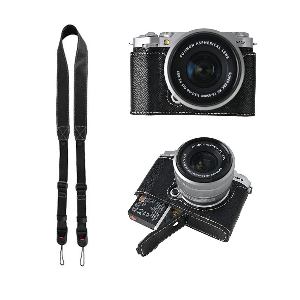 

Получехол для камеры из ПУ кожи с принтом пальм для Fujifilm XM5 Fuji X-M5, крышка с отверстием для батарейного отсека снизу, со шнурком