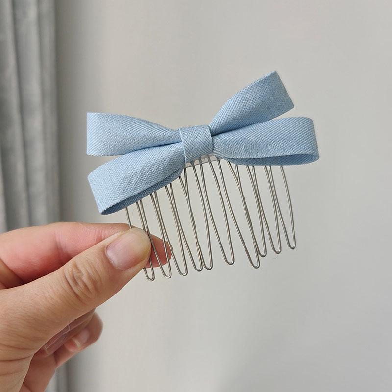 Korean Style Sweet Bow Bangs Clip Hair Comb – Elegant Fabric Hair Accessory for Women