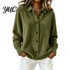 Lapel Shirt Coat Women Plush Cardigan Sweater, Long Sleeve Button Down Knit Jacket, Warm Casual Open Front Outerwear for Autumn Winter