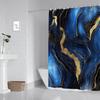 Luxurious Nordic Marble Shower Curtain - Water-Resistant Polyester, Golden Accents, Artistic Bath Decor With Eyelets