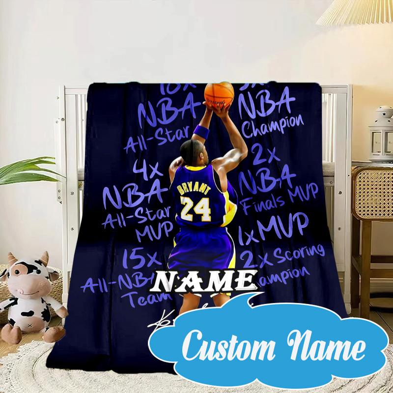 Custom Name Kobe Bryant's Legacy Numbers Blanket Bed Sofa Blanket Flannel Blanket for Camping, Hiking, Picnic Essentials,gift for Fan Family