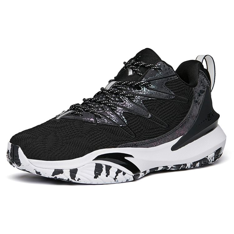 Anta Speed Decision 5 Fabric Shock Absorption Non-Slip Wear-Resistant Low-Top ALTI-FLASH Basketball Shoes Men Sneaker Black Silver 112141605-2