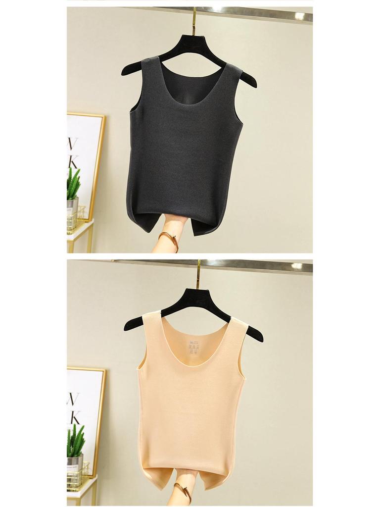 Women's Slim Double-Faced Fleece Vest: Warm Seamless Cotton Bottoming Shirt for Autumn and Winter