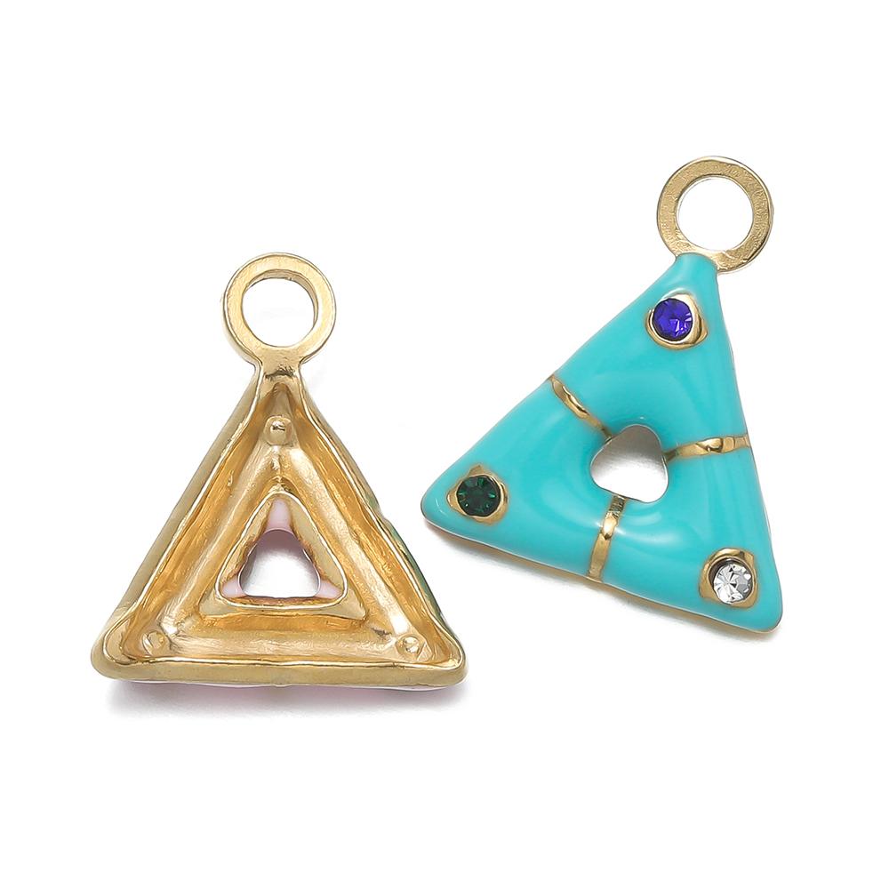1 pièce/lot Pendentifs Triangle Ovale Cœur d'Amour Multicolores en Acier Inoxydable Pour Bracelet Collier DIY Accessoires de Bijoux