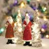 LED Light Up Christmas Tree with Santa Resin Standing Santa Claus Figure with Lighted Tree Figurine for Indoor Tabletop Holiday Decoration