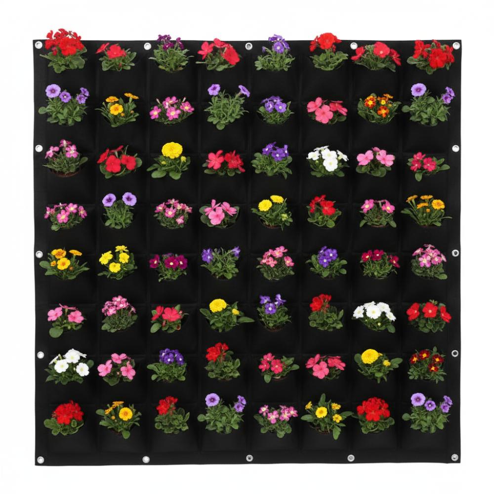 

64 Pockets Plant Bag 100*100cm Grow Bag Durable Wall Plant Bags Flower and Vegetable Planting чорний