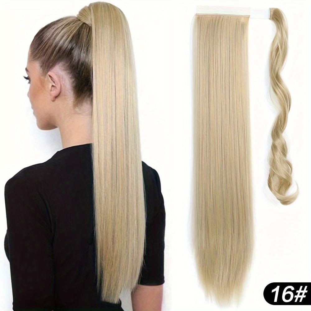22 Inch Long Straight Ponytail Extensions Synthetic Fiber Hair Extensions Wrap Around Straight Ponytail Extensions For Women Hair Accessories