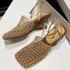 Fashion Designer Mesh Women's Sandals Fashion Square Toe Heeled Shoes Summer Slippers 2025 Elegant Flip Flops Dress Mujer De Sandalias