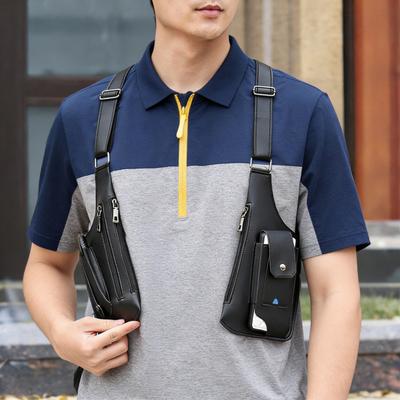Anti-Theft Shoulder Bag Security Backpack Slim Crossbody Hidden Underarm Chest Pack with Adjustable Straps Compact Travel Organizer